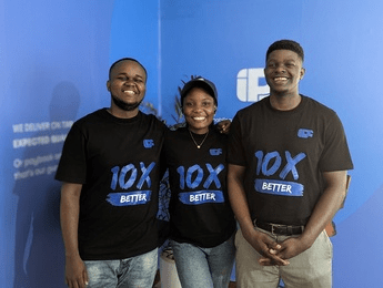 Wearing 10X Better shirts with teammates